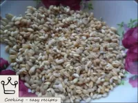 Pearl barley is sorted, washed several times with ...