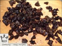 Soak prunes in hot water until softened, remove th...