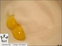 Separate the yolks from the proteins. Add sugar to...