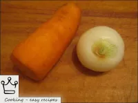 Peel and wash carrots, celery (optional) and onion...