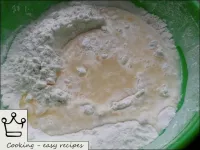 Sift the flour. Add salt to the water and mix very...