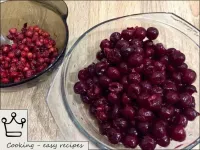 Go through the cherries, rinse in cold water and r...