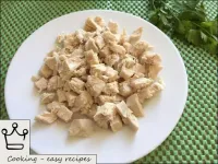 Cut the chicken meat into small cubes. ...