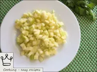 Peel and core the apple and cut into small cubes. ...