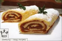 A sponge roll with a see is ready. Enjoy your meal...