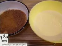 Divide the mixture into 2 parts, add cocoa in one ...