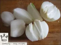 Peel the onions and cut them into pieces. ...