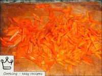 Peel, wash and cut the carrots into cubes or straw...
