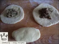 Roll the dough pieces into circles. (Or from potat...