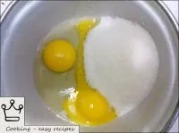 Add sugar to the eggs. Rub 3 egg yolks and one pro...