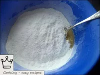 Sift the flour and pour into the egg-milk mixture....